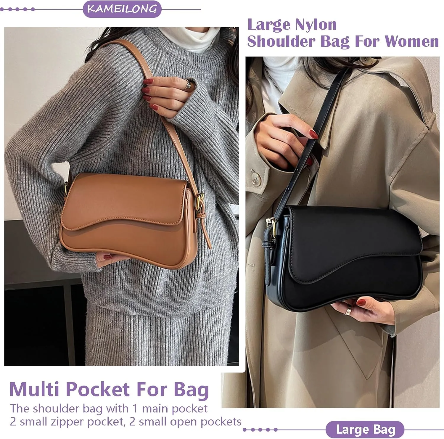 Women Saddle Shoulder Bag Y2K Trendy Vegan Leather Purse Retro Hobo Handbags Zipper Clutch with 2 Removable Strap