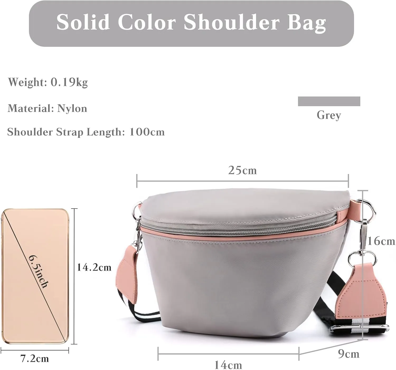 Women Shoulder Sling Bag Nylon Chest Purses Waterproof Lightweight Crossbody Bag