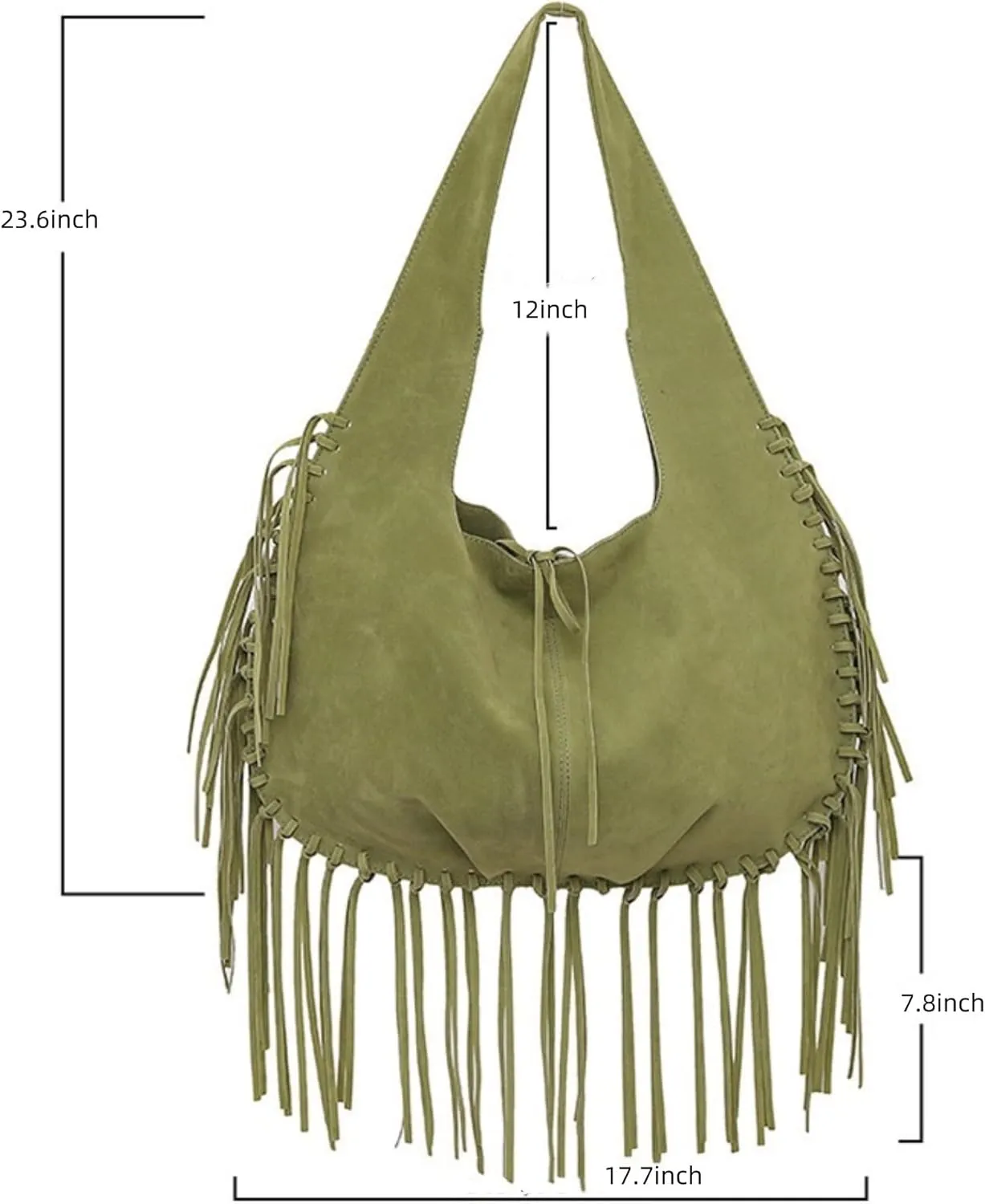 Women Vintage Suede Fringe Hobo Bag Tote Shoulder Bag Crossbody Bag and Hippie Western Cowgirl Purse Shoulder Bag