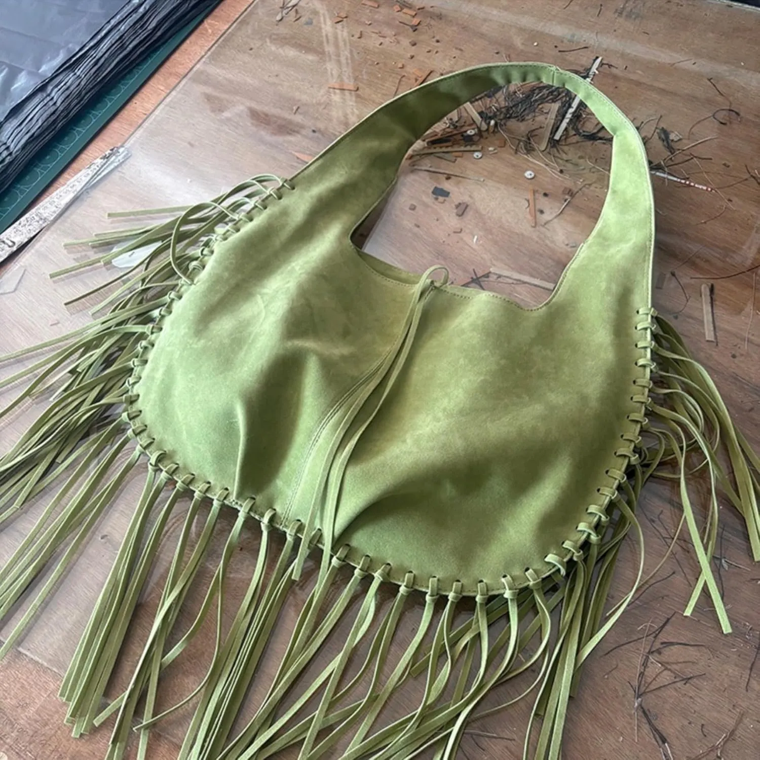 Women Vintage Suede Fringe Hobo Bag Tote Shoulder Bag Crossbody Bag and Hippie Western Cowgirl Purse Shoulder Bag