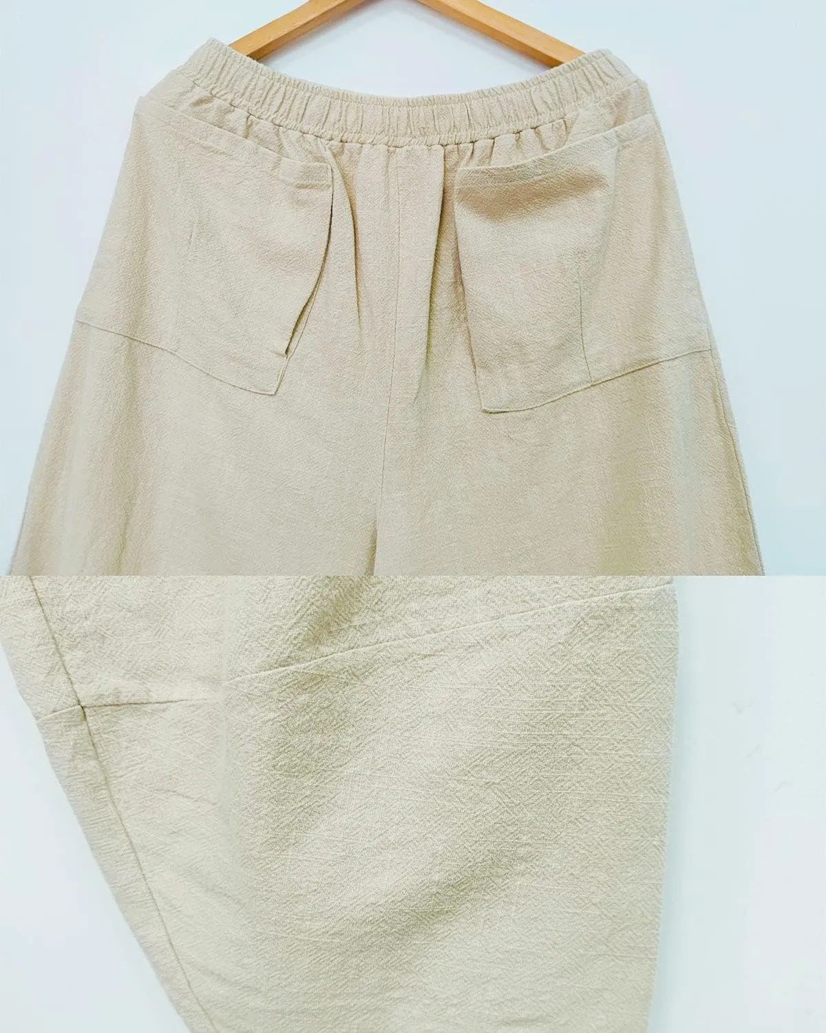 Women's Casual Linen Pants Wide Leg Trousers with Elastic Waist