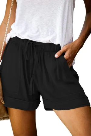 Womens Casual Shorts Comfy Elastic Waist Pocketed Short Pants Drawstring Lightweight Summer Shorts