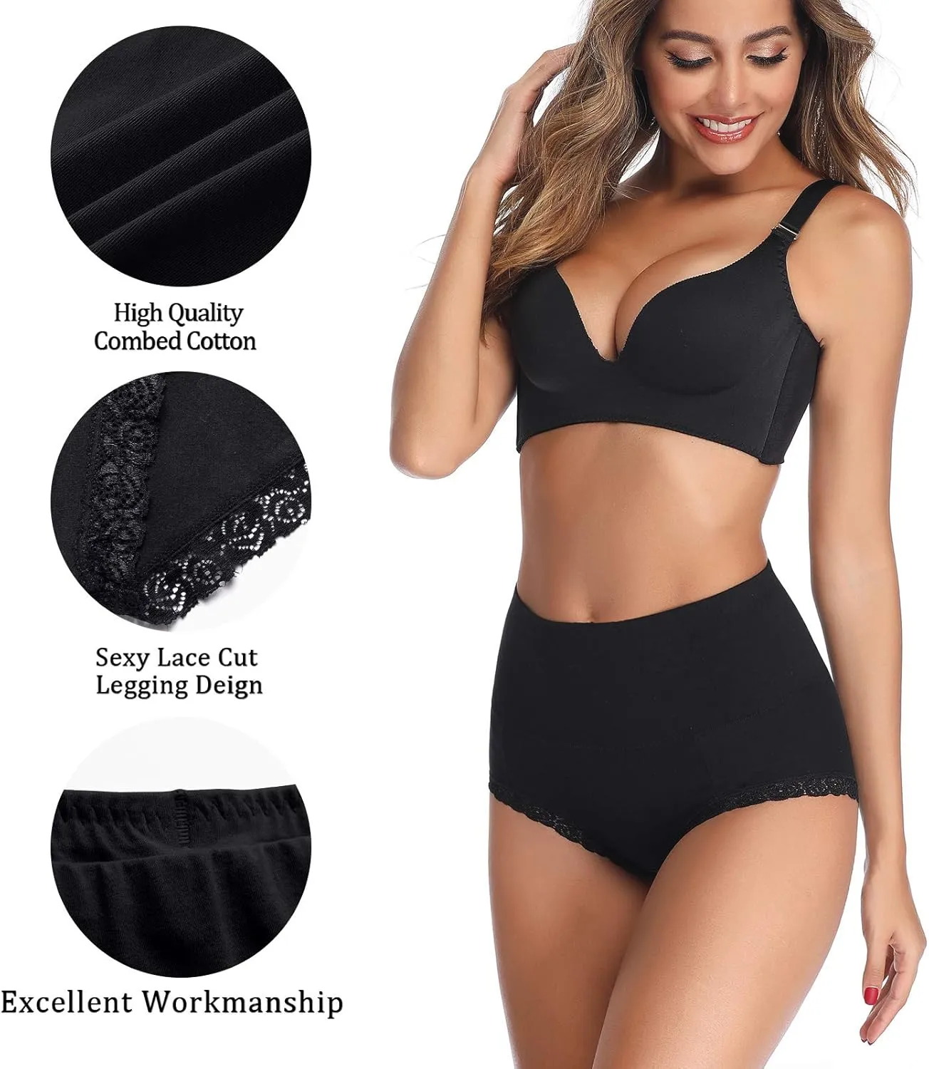 Women's Cotton Underwear,Ladies Soft Stretch Tummy Control Comfy No Muffin Panties Boyshorts