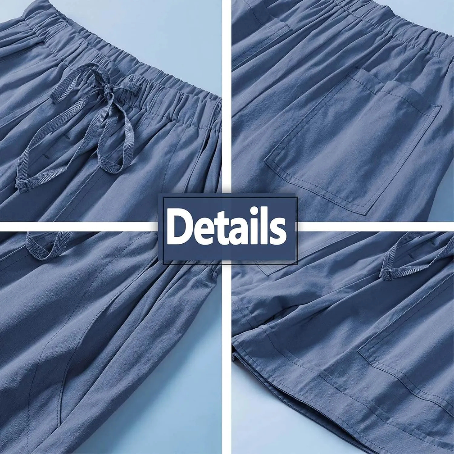 Womens Drawstring Shorts Summer Elastic Waist Casual Lightweight with Pockets