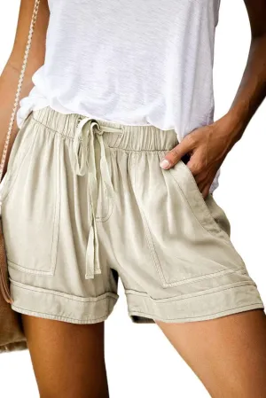 Womens Drawstring Shorts Summer Elastic Waist Casual Lightweight with Pockets