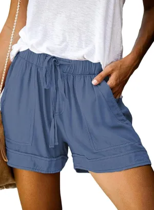 Womens Drawstring Shorts Summer Elastic Waist Casual Lightweight with Pockets