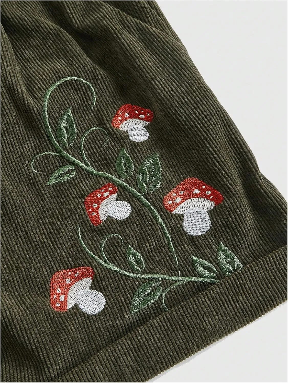 Women's Embroidered Corduroy Shorts Elastic High Waisted Straight Leg Casual Lounge Shorts