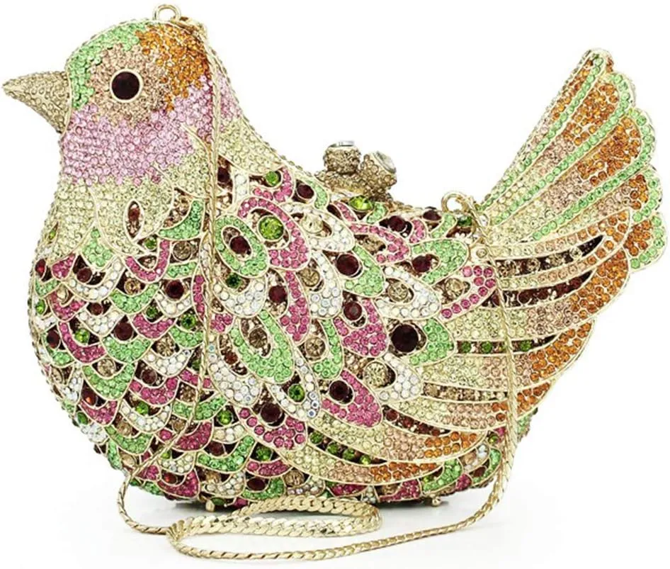 Womens Evening-Bag Chain Luxury-Handbag Rhinestone Wedding Ladies Clutch-Purse Bird