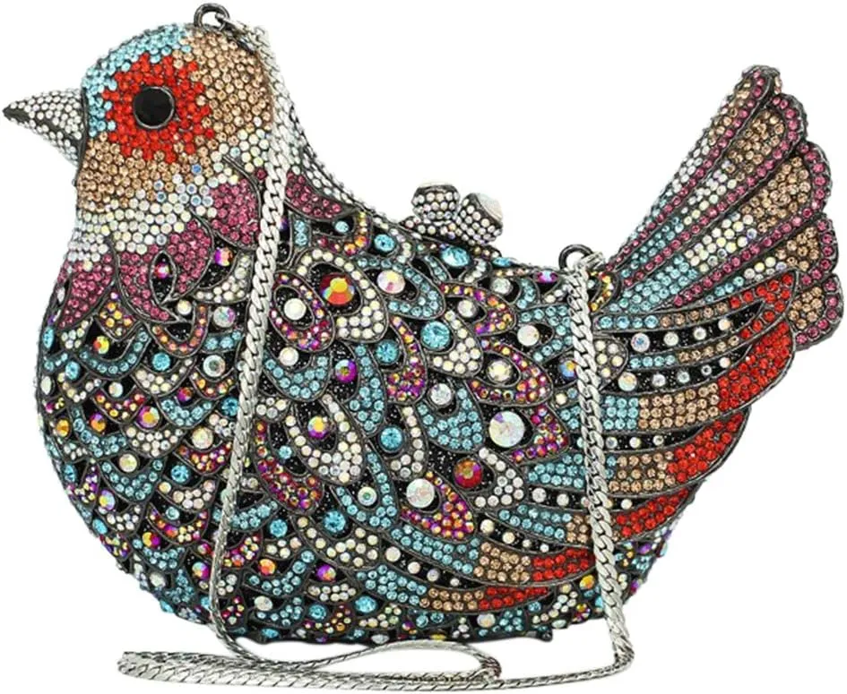 Womens Evening-Bag Chain Luxury-Handbag Rhinestone Wedding Ladies Clutch-Purse Bird