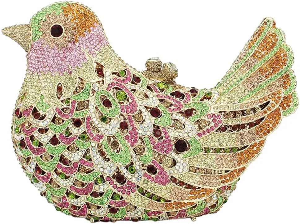 Womens Evening-Bag Chain Luxury-Handbag Rhinestone Wedding Ladies Clutch-Purse Bird