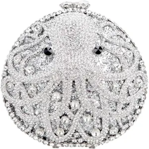 Womens Evening-Bag Chain Rhinestone Ladies Clutch-Purse Wedding Luxury-Handbag Octopus