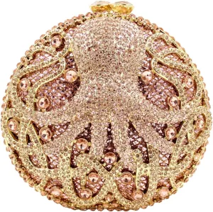 Womens Evening-Bag Chain Rhinestone Ladies Clutch-Purse Wedding Luxury-Handbag Octopus