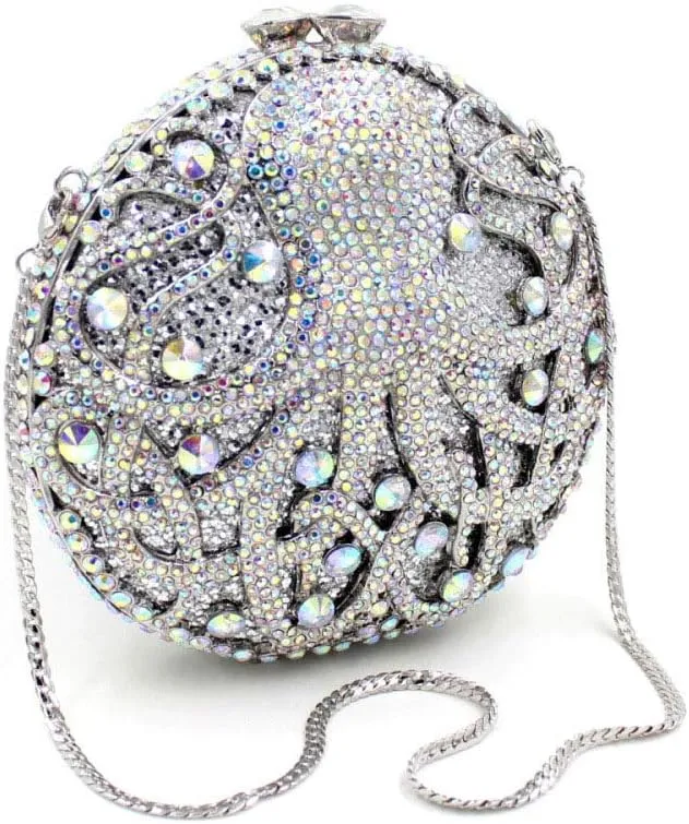 Womens Evening-Bag Chain Rhinestone Ladies Clutch-Purse Wedding Luxury-Handbag Octopus