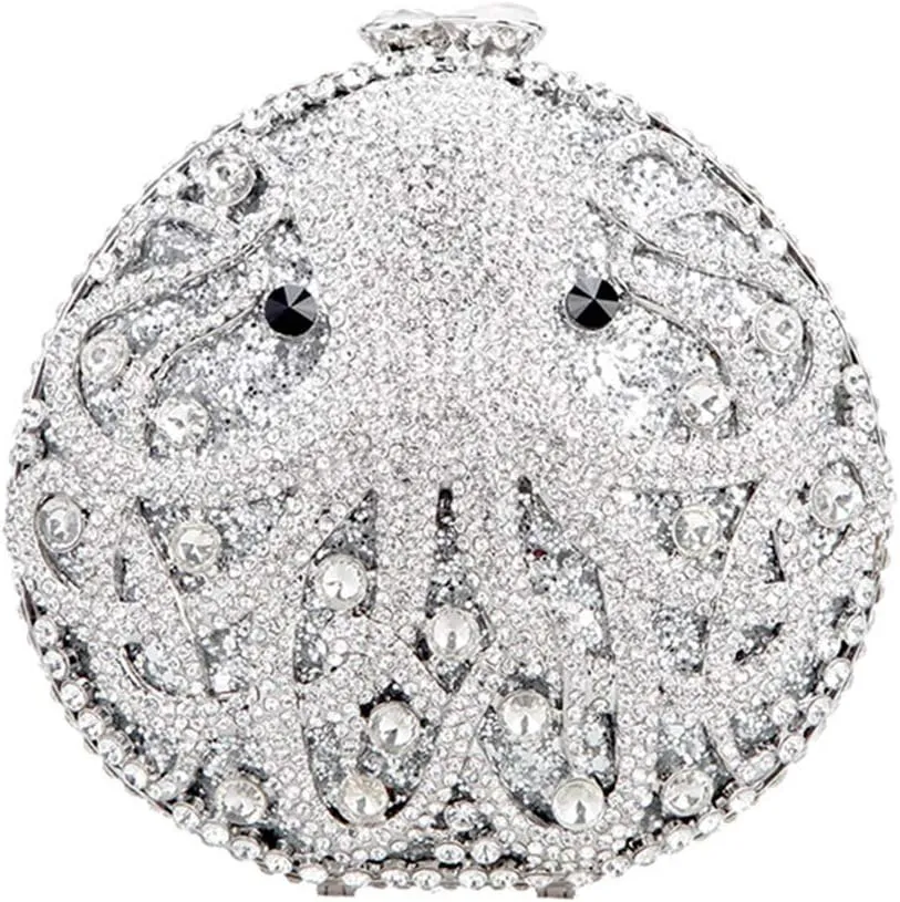 Womens Evening-Bag Chain Rhinestone Ladies Clutch-Purse Wedding Luxury-Handbag Octopus