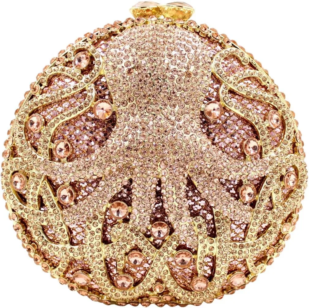Womens Evening-Bag Chain Rhinestone Ladies Clutch-Purse Wedding Luxury-Handbag Octopus