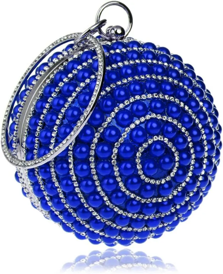 Womens Evening Bag Round Ball Wedding Handbag Artificial Pearl Purse