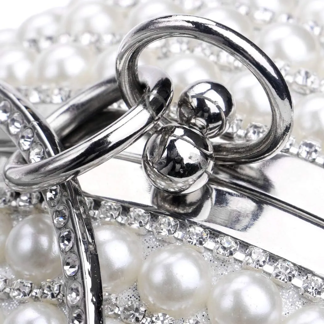 Womens Evening Bag Round Ball Wedding Handbag Artificial Pearl Purse