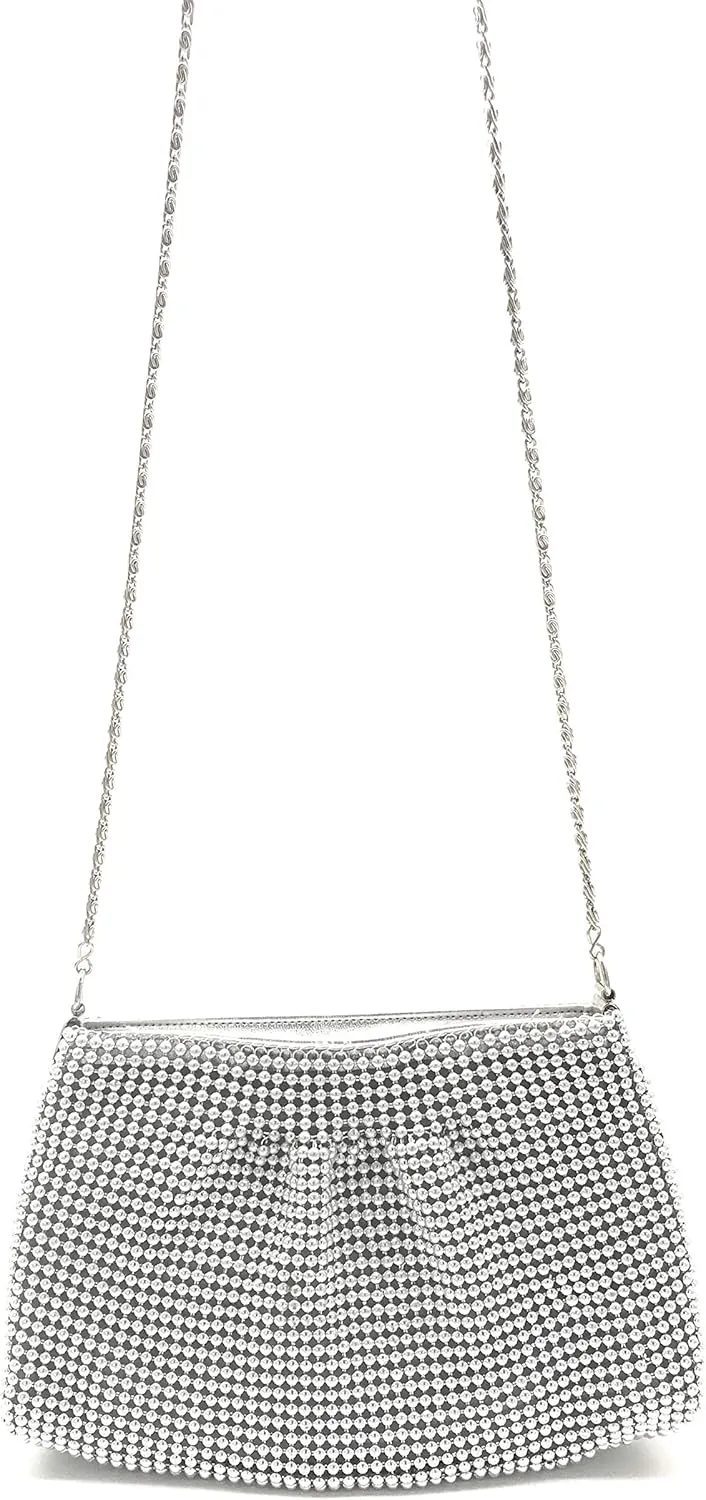 Women's Evening Clutches Metal Beaded Mesh Party Purse Bag