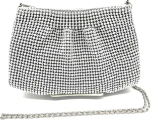 Women's Evening Clutches Metal Beaded Mesh Party Purse Bag