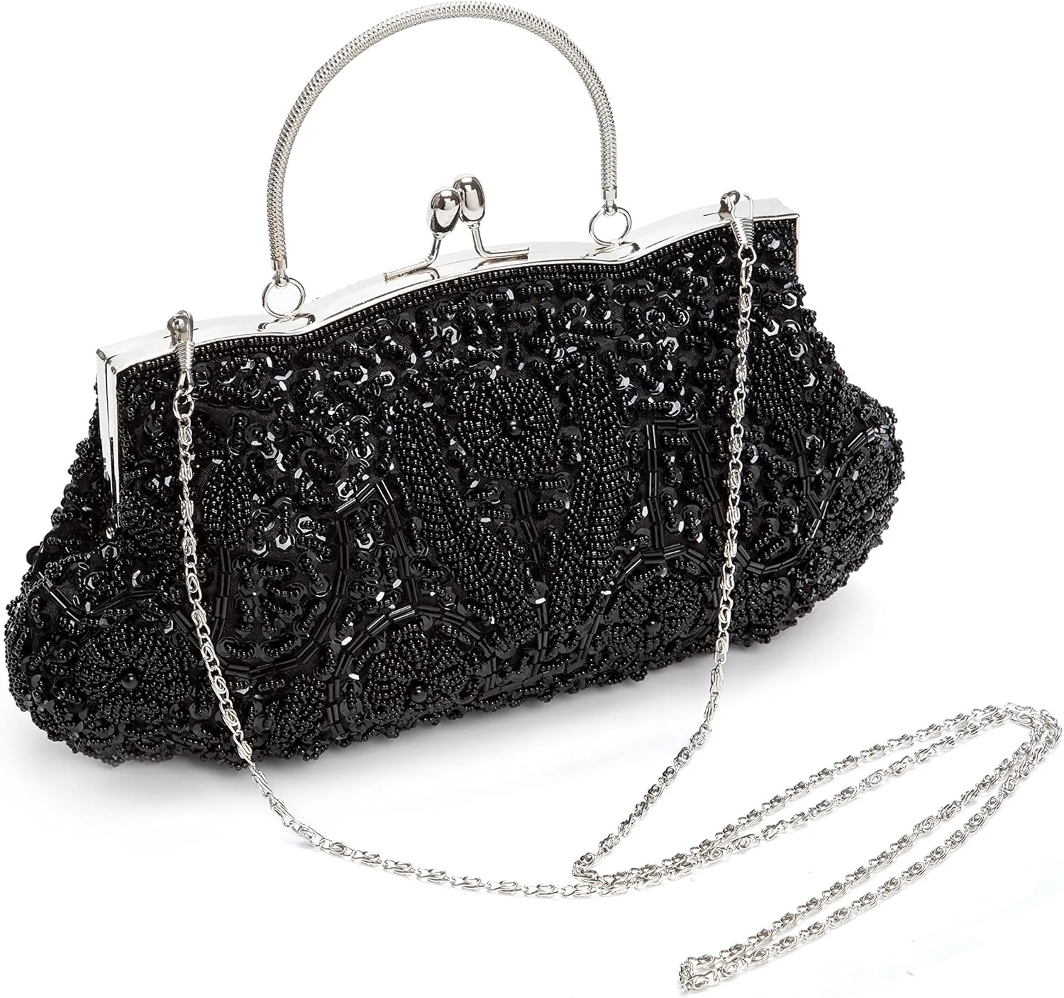 Women's Evening Handbags Vintage Beaded Sequin Design Clutch Purse for Wedding