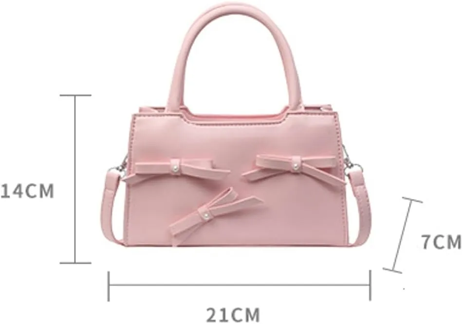 Women's Fashion Shoulder Crossbody Bag PU Leather Small Handbag Totes Cute Purse Y2k Satchel with Bow