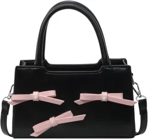 Women's Fashion Shoulder Crossbody Bag PU Leather Small Handbag Totes Cute Purse Y2k Satchel with Bow