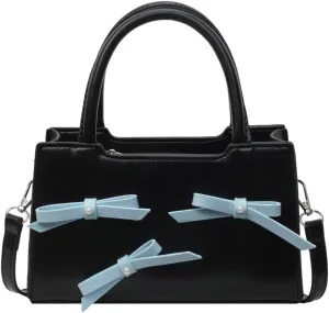 Women's Fashion Shoulder Crossbody Bag PU Leather Small Handbag Totes Cute Purse Y2k Satchel with Bow
