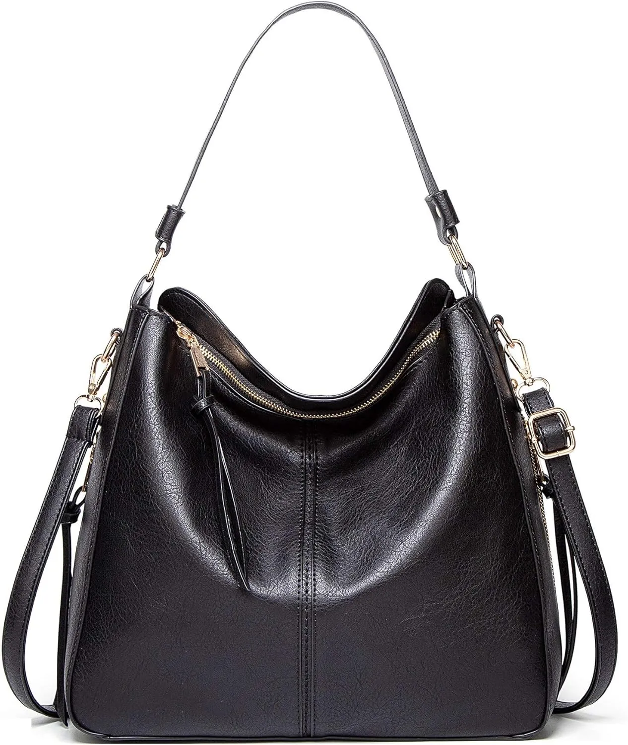 Women's Handbags Hobo Shoulder Bags Large Designer Ladies PU Leather Purse and Bag black