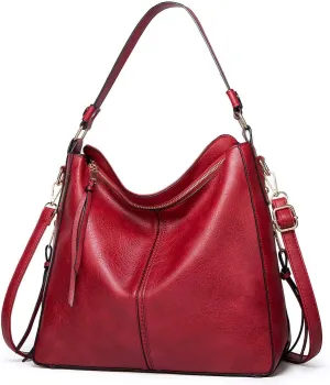 Women's Handbags Hobo Shoulder Bags Large Designer Ladies PU Leather Purse and Bag red