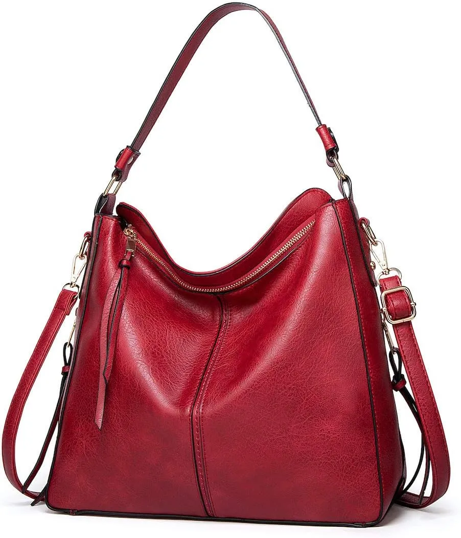 Women's Handbags Hobo Shoulder Bags Large Designer Ladies PU Leather Purse and Bag red