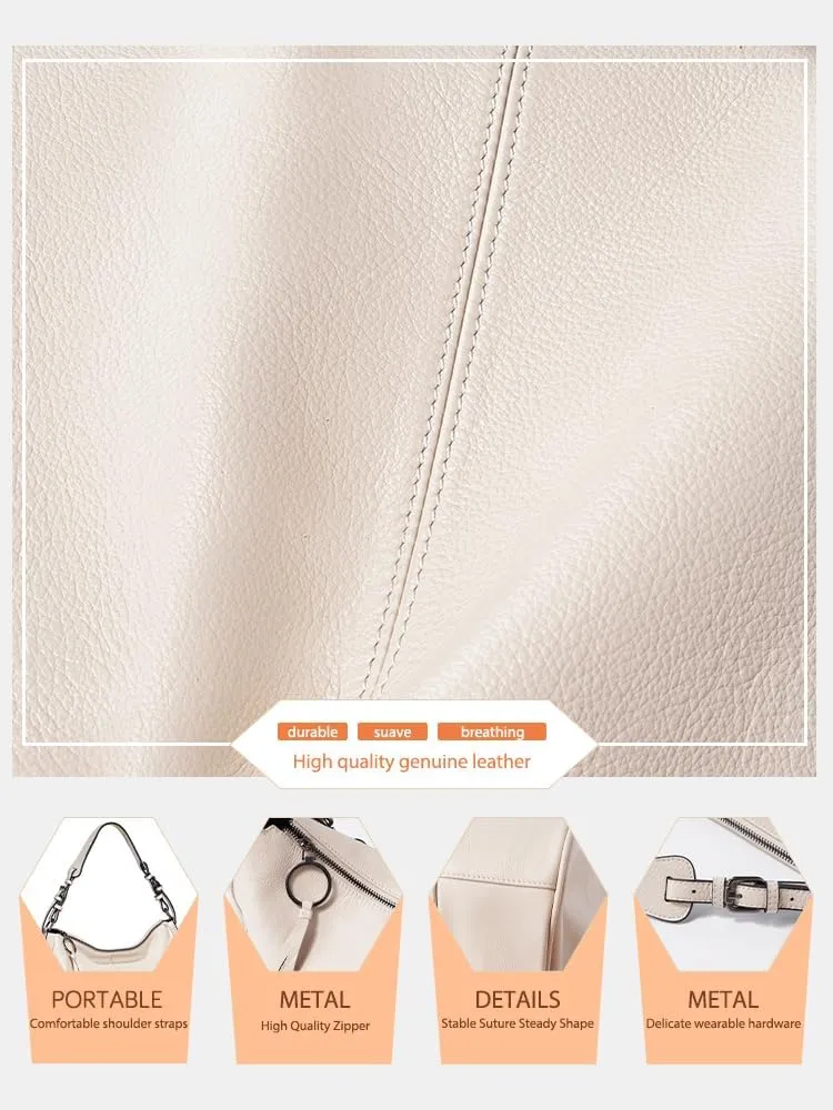 Women's Large Shoulder Leather Hobo Bag, with Adjustable and Detachable Shoulder Strap