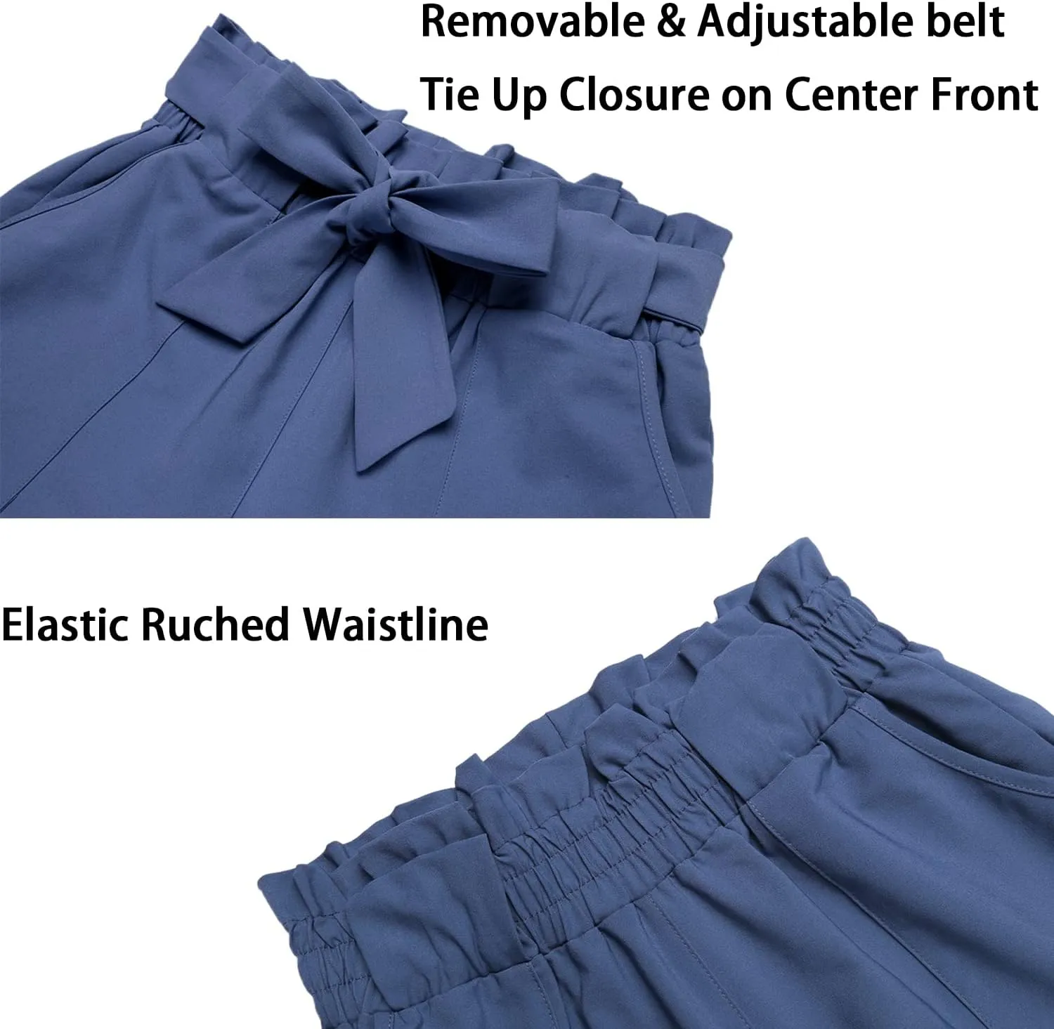 Women's Pants Casual Trouser Paper Bag Pants Elastic Waist Slim Pockets