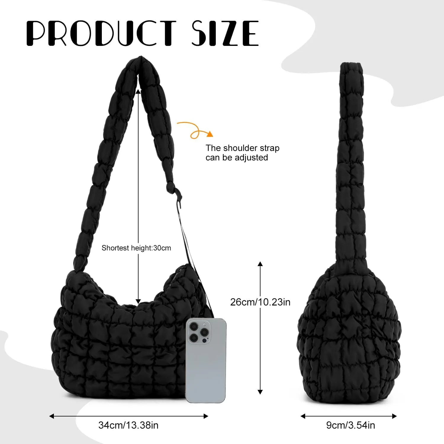 Womens Puffer Hobo Bag Quilted Puffer Tote Bag Lightweight Quilted Carryall Bag