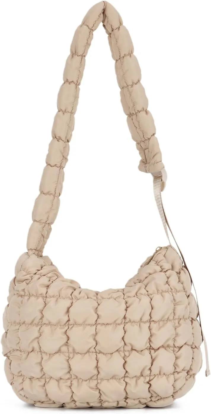 Womens Puffer Hobo Bag Quilted Puffer Tote Bag Lightweight Quilted Carryall Bag