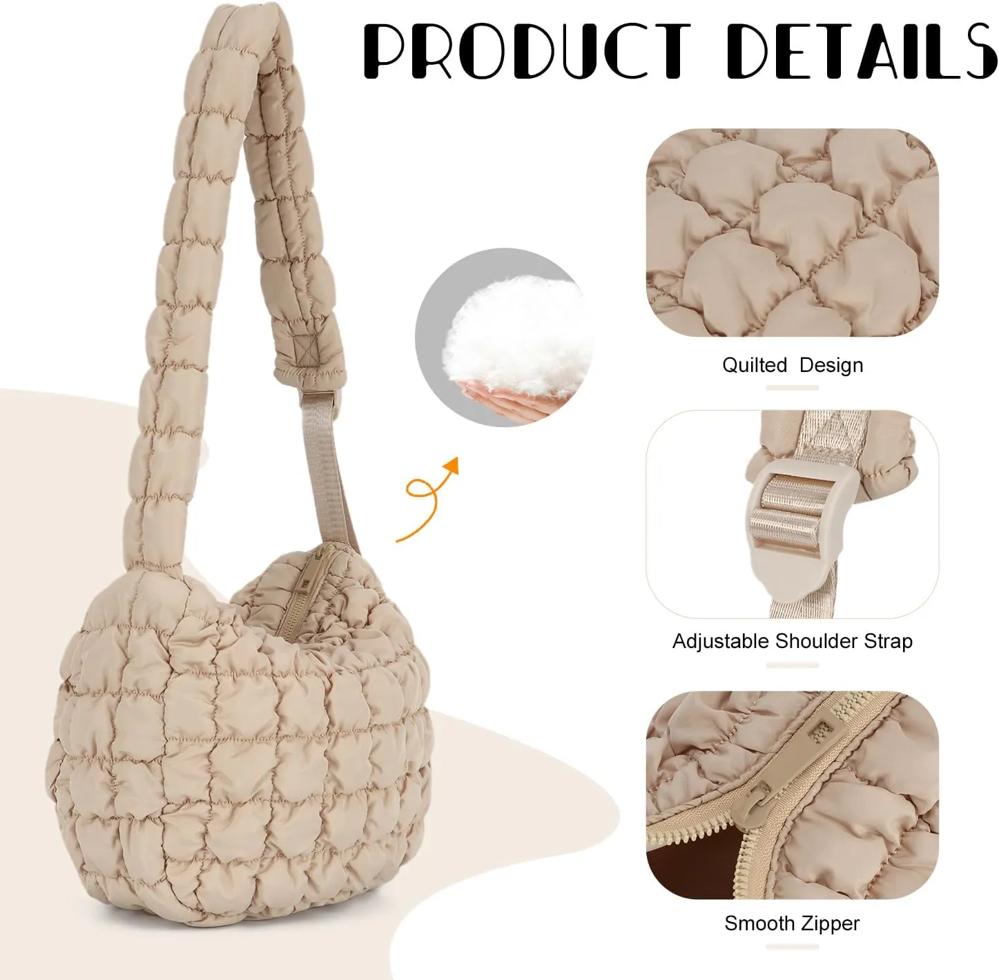 Womens Puffer Hobo Bag Quilted Puffer Tote Bag Lightweight Quilted Carryall Bag