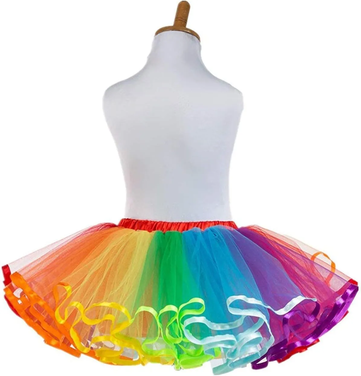 Womens Rainbow Puffy Tutu Layered Tulle Petticoat Skirt for Party