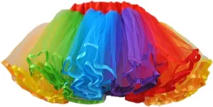 Womens Rainbow Puffy Tutu Layered Tulle Petticoat Skirt for Party