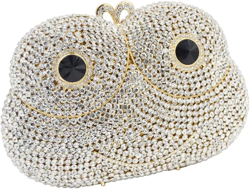 Womens Shoulder Evening-Bag Chain Diamond Bridal Clutch-Purse Luxury Handbag Frog