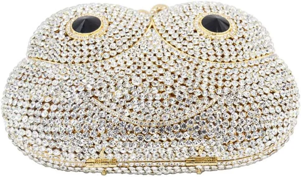 Womens Shoulder Evening-Bag Chain Diamond Bridal Clutch-Purse Luxury Handbag Frog
