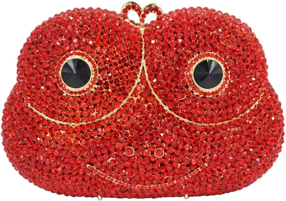 Womens Shoulder Evening-Bag Chain Diamond Bridal Clutch-Purse Luxury Handbag Frog