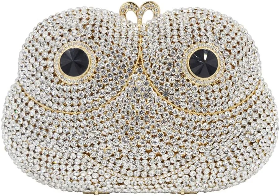 Womens Shoulder Evening-Bag Chain Diamond Bridal Clutch-Purse Luxury Handbag Frog