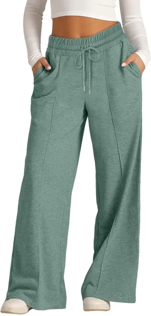 Women's Sweatpants Straight Leg High Waist Casual Drawstring Sweat Pants Workout Athletic Joggers with Pockets