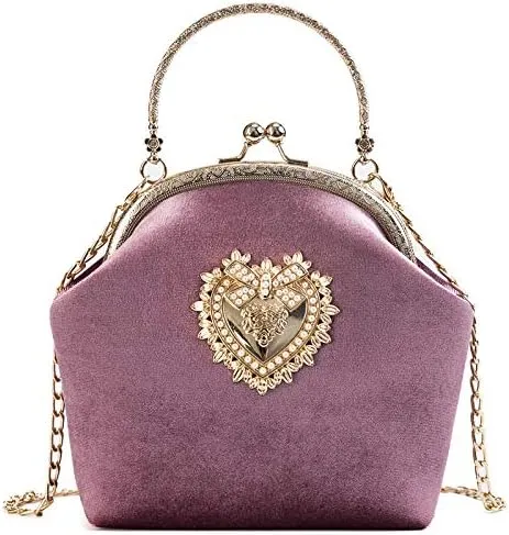 Women's Velvet Shell Crossbody Bag Demure Gold Chain Shoulder Purse Trendy Handbag Classy Designer Shoulder Bag