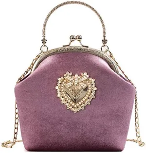 Women's Velvet Shell Crossbody Bag Demure Gold Chain Shoulder Purse Trendy Handbag Classy Designer Shoulder Bag