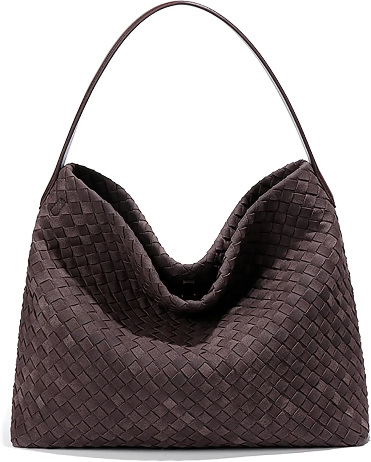Woven Suede Shoulder Bag for Women Suede Hobo Bag Tote Elegant Handbag Satchel for Work Travel