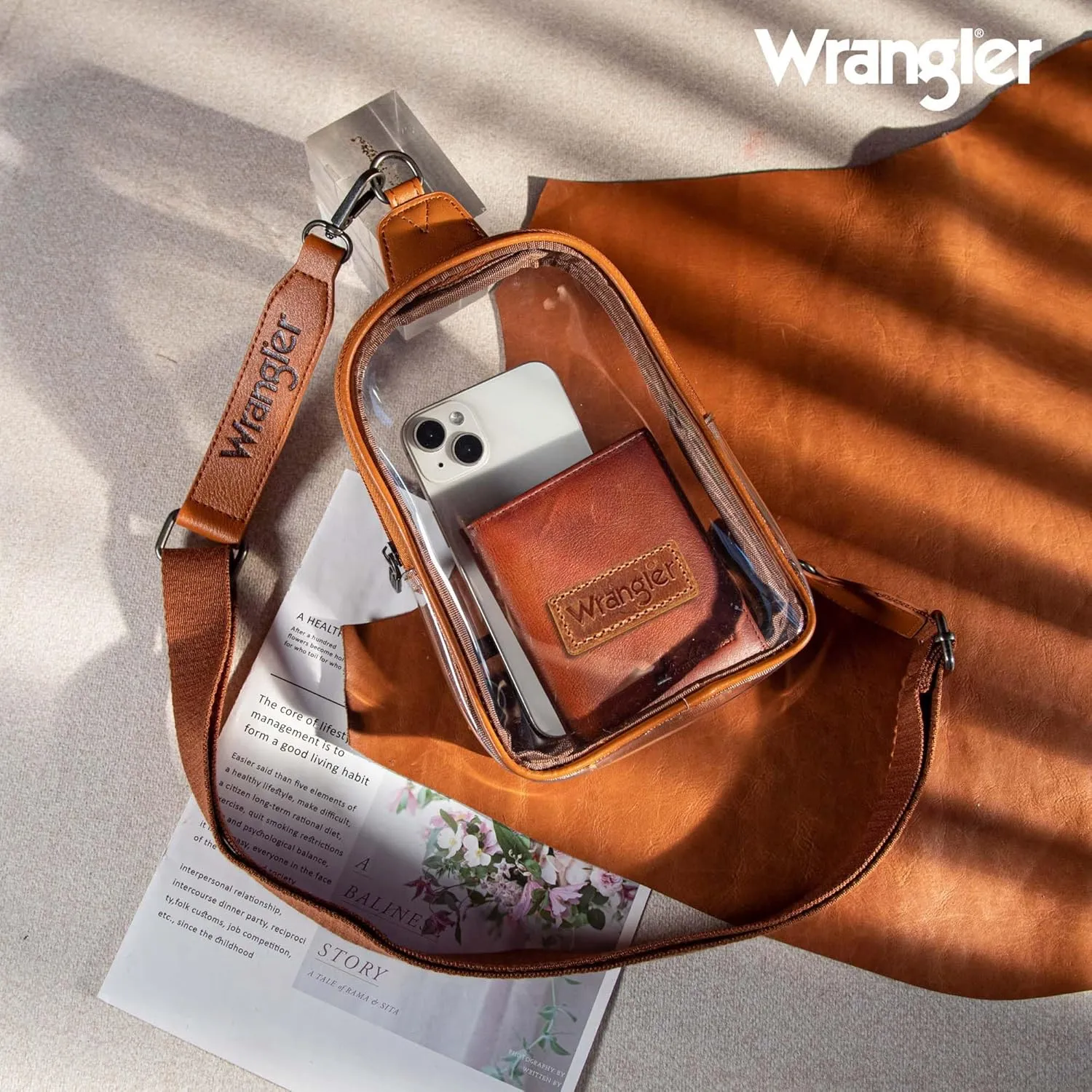 Wrangler Crossbody Clear Sling Bags for Women Stadium Approved Cross Body Purse for Sports Events Concerts