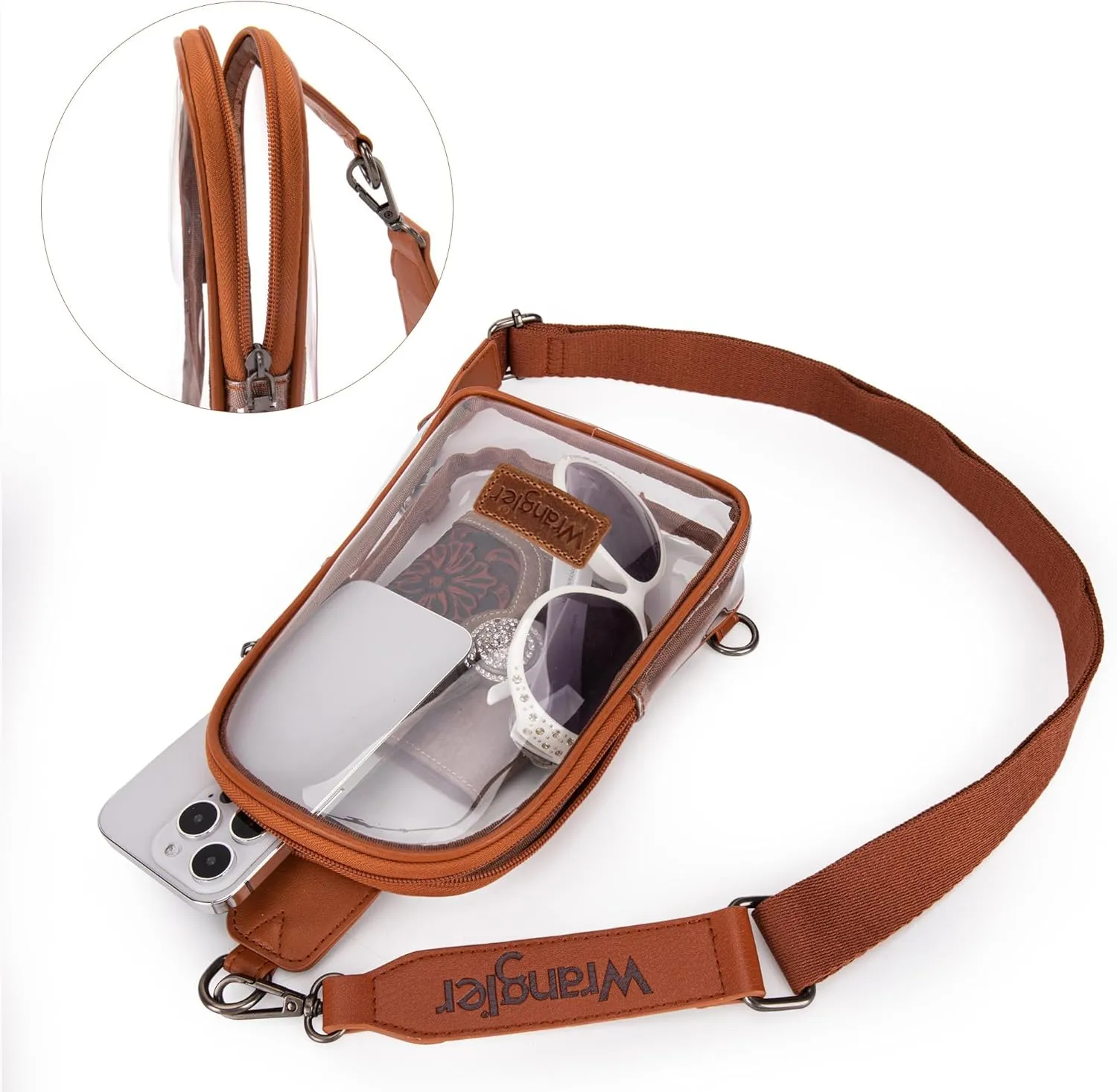 Wrangler Crossbody Clear Sling Bags for Women Stadium Approved Cross Body Purse for Sports Events Concerts