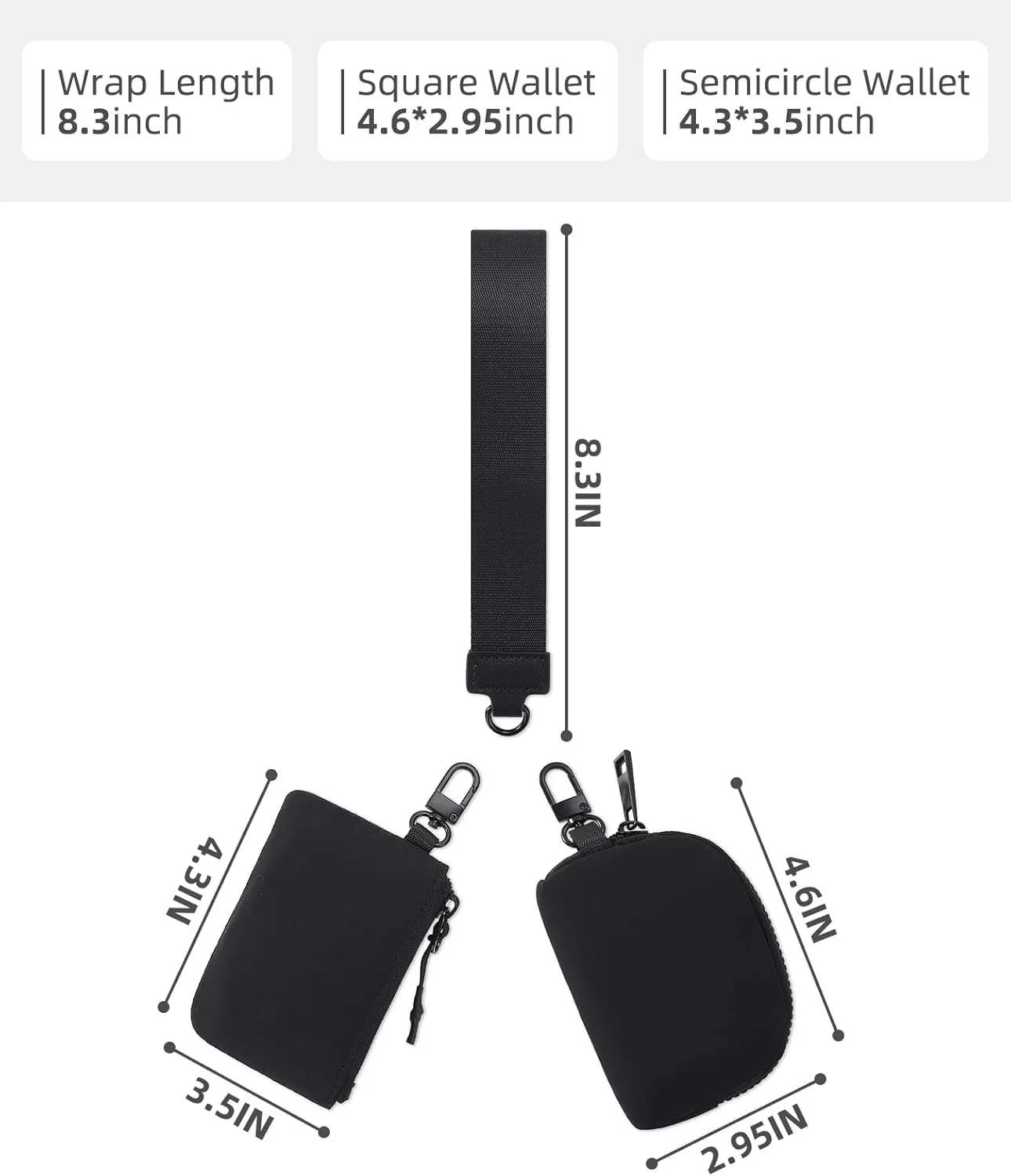 Wristlet Wallets for Women Key Chain Dual Pouch Purse Small Mini Coin Zip Around Bag Keychain Strap Card Holder