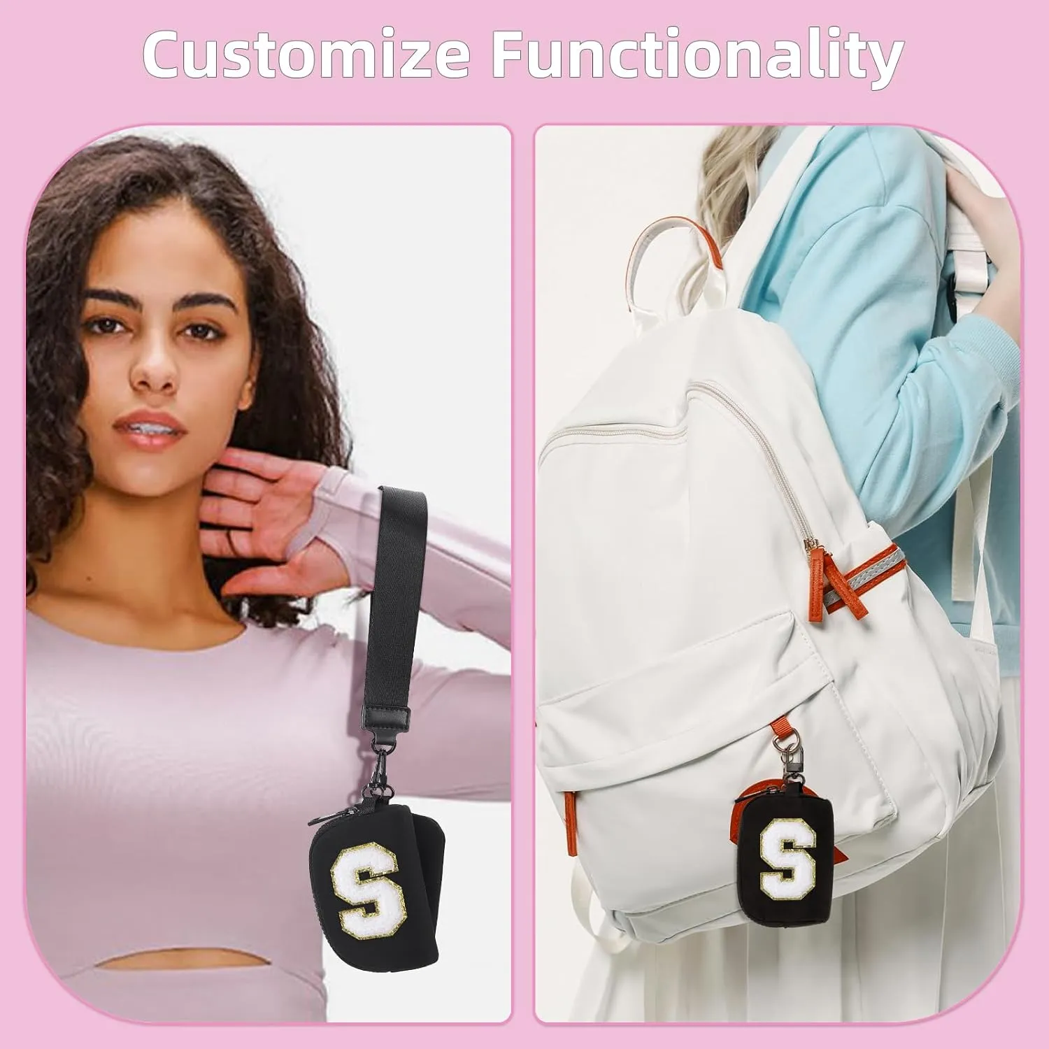 Wristlet Wallets for Women Key Chain Dual Pouch Purse Small Mini Coin Zip Around Bag Keychain Strap Card Holder