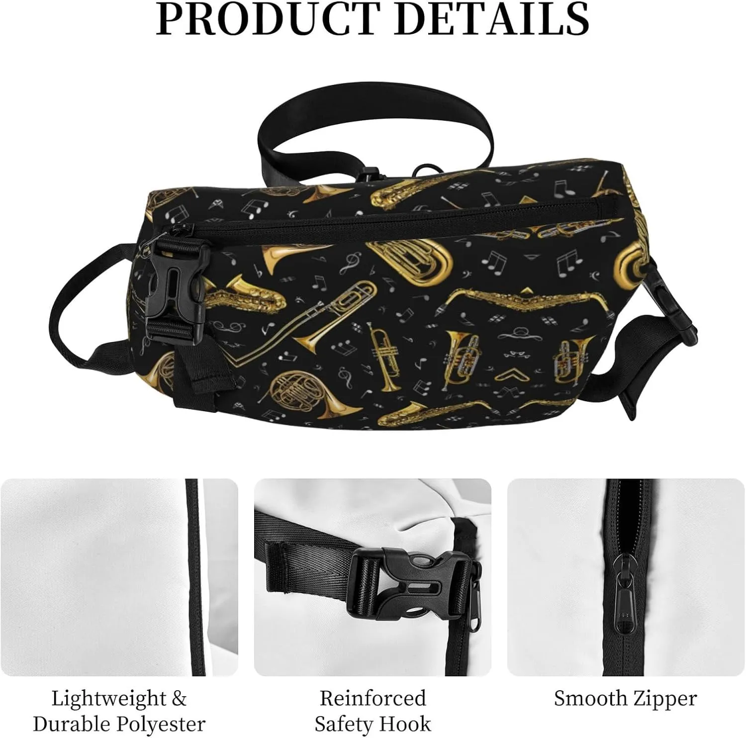 Wurton Hibiscus Flower Print Travel Crossbody Backpack Bag,Lightweight Sling Bag For Travel Unisex